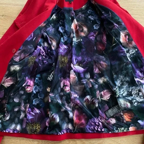 Ted Baker Rosess Wool Wrap Short Coat in Red - Picture 2 of 4